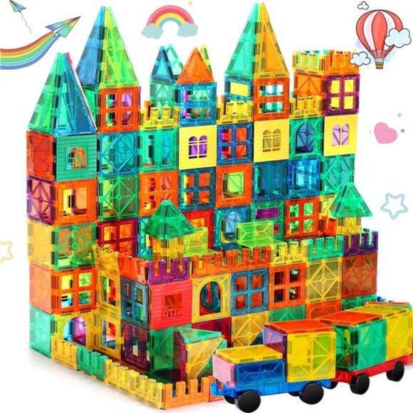 FNJO Magnetic Tiles 100PCS Building Blocks Magnets Building Set STEM